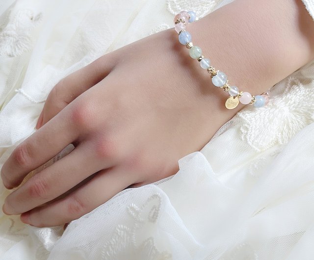 モルガナイト×アクアマリン×ローズクォーツ14KGF ブレスレット