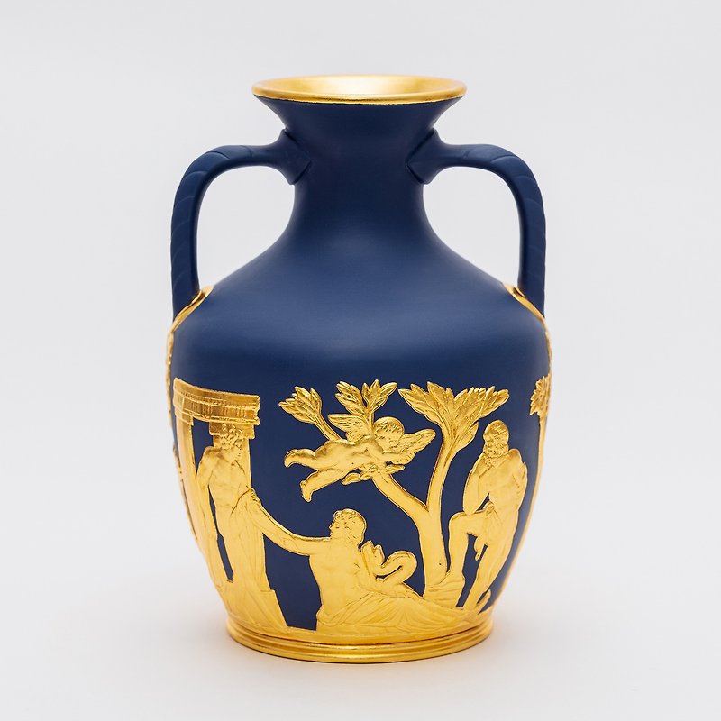 Wedgwood稀有1976年鑲金陶瓷手工波特蘭瓶 絕版陶瓷花瓶 - 花瓶/陶器 - 瓷 