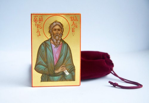 Orthodox small icons hand painted wood orthodox icon Saint Holy Apostle Jude Thaddeus pocket size art