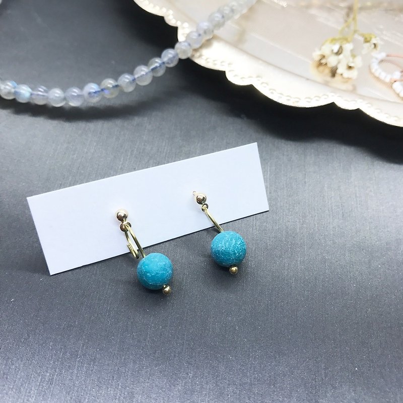 Uesugi flower-matte texture low-key gem series earrings - ต่างหู - เครื่องเพชรพลอย สีน้ำเงิน