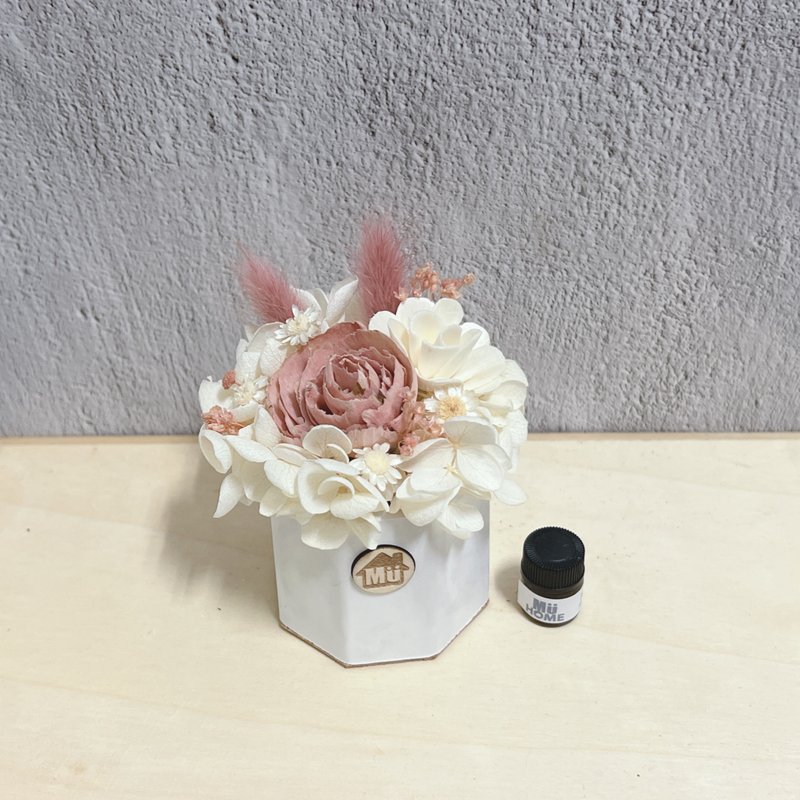 索拉花香氛小盆栽 乾燥花 永生花 香氛石 附1ml香精油 - 乾燥花/永生花 - 植物．花 粉紅色