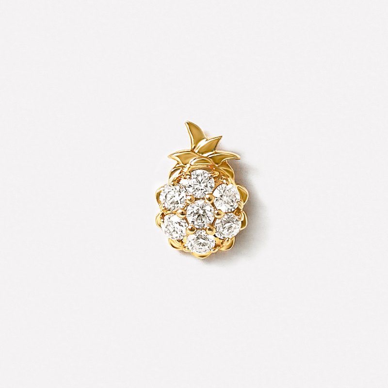 【Solo Earring】 18K/10K 鳳梨單邊耳環 (黃金) - 耳環/耳夾/耳骨夾 - 貴金屬 