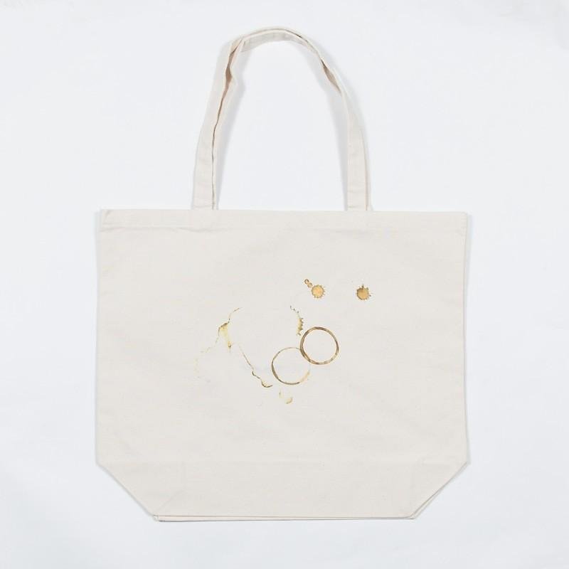 Canvas Bag Coffee Traces Tote Back - Handbags & Totes - Cotton & Hemp Khaki