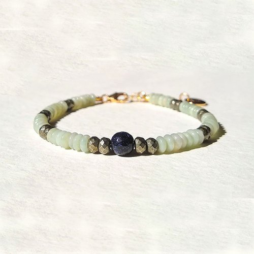 kaekurimoto-jewelry アマゾナイトのミックスビーズブレスレット 14kgf 天然石ブレスレット