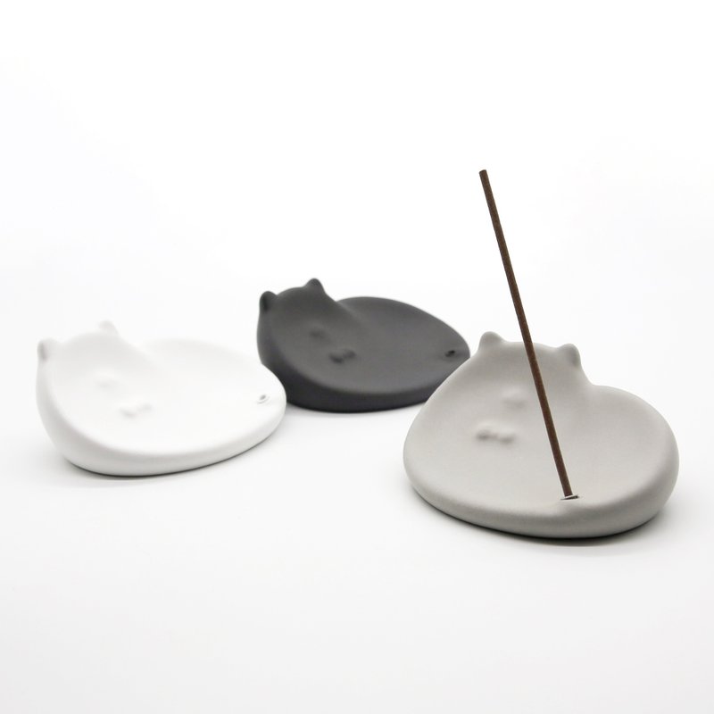 Lazy Cat Incense Holder I 懶懶貓線香座 / 擴香石 I 附5ml精油 - 香氛/精油/擴香 - 水泥 灰色
