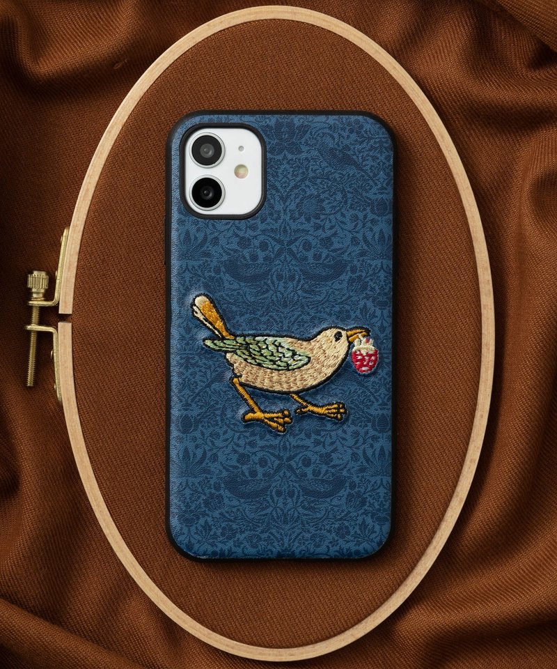 立体刺繍スマホケース iPhone 7/8/SE(第2/第3世代) PUレザー ウィリアムモリス 猫 動物　09:NAG1362 - 手機殼/手機套 - 塑膠 多色