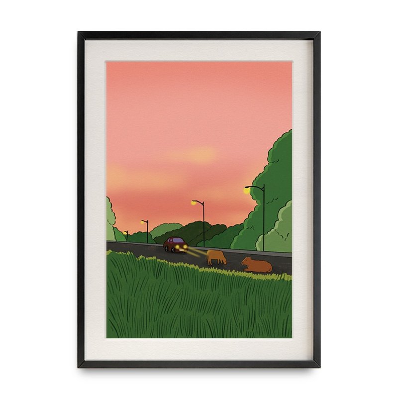 Sunset Driving poster (A3/A4) - 海報/掛畫/掛布 - 紙 橘色
