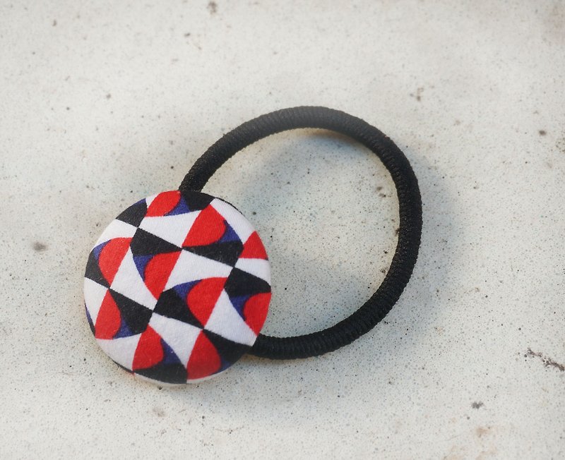 Sienna bag button elastic black hair ring black bracelet - เครื่องประดับผม - ผ้าฝ้าย/ผ้าลินิน สีแดง