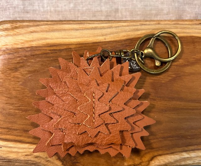 Key chain handmade leather Italian cheapest hedgehog