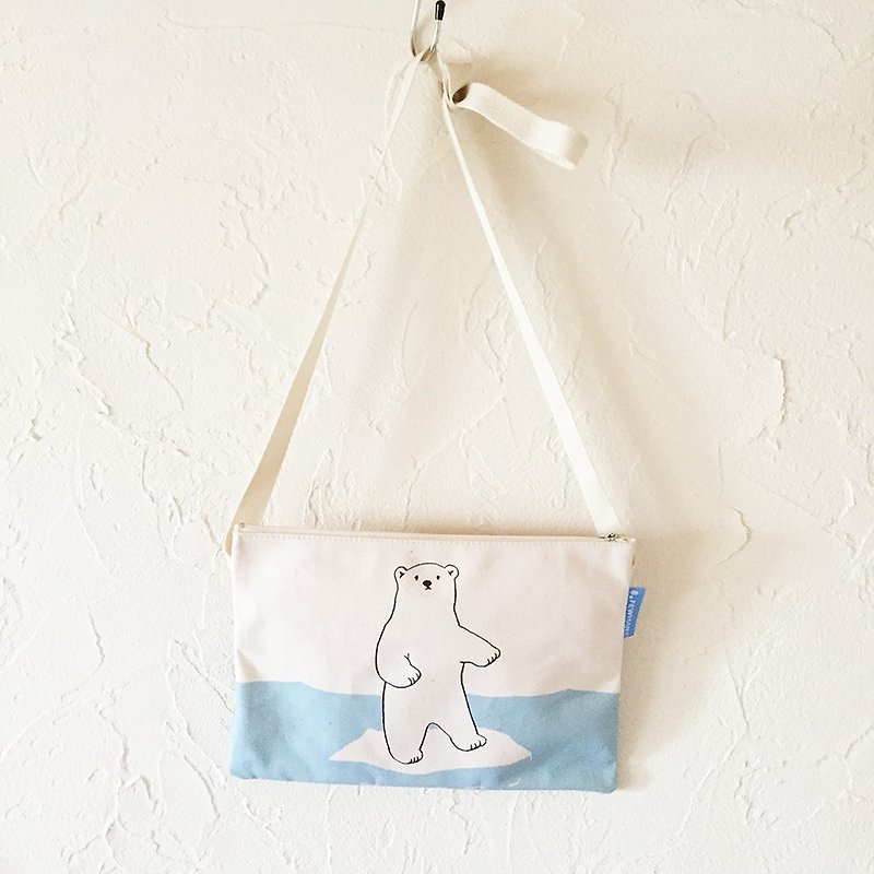 Polar bear and penguin squash - Messenger Bags & Sling Bags - Cotton & Hemp White