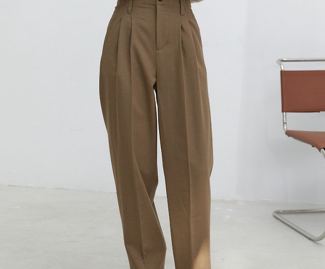Camel brown incomprehensible regrets the winter super long-legged  high-waisted wool trousers are thin and cover the meat straight suit - Shop  vitatha Women's Pants - Pinkoi