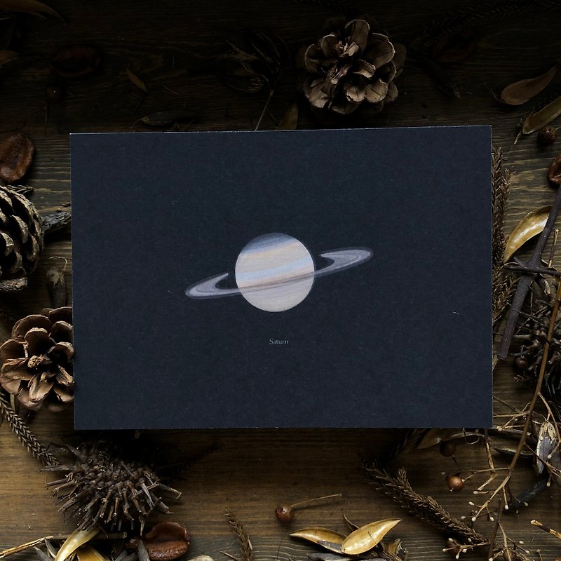 【行星系列】土星 明信片 - 卡片/明信片 - 紙 黑色