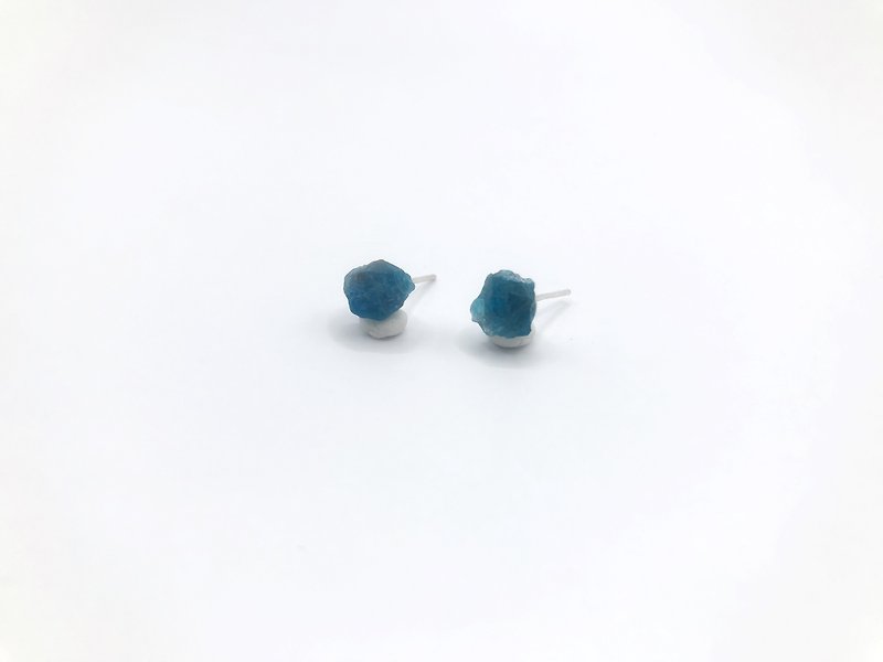 【Original Ore Earrings】Blue Stone - Earrings & Clip-ons - Semi-Precious Stones Blue