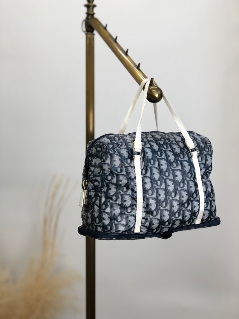 【 日本直送　名牌中古包 】Christian Dior クリスチャン ディオール トロッター ハンドバッグ ネイビー ナイロン エコバッグ 733rn7 - 手提包/手提袋 - 尼龍 藍色
