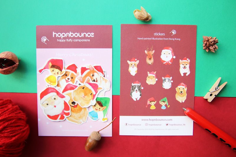 Christmas Animal Postcard and Stickers Set - สติกเกอร์ - กระดาษ 