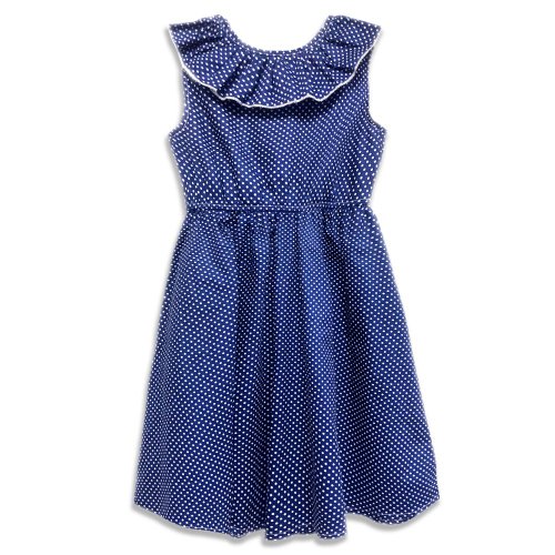 Cutie Bella 美好生活精品館 荷葉領無袖洋裝 衣裙 女童裝 海軍藍點點 Polka Dots Navy