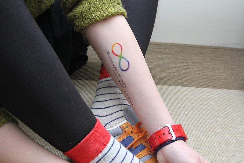 Deerhorn design / Deerhorn tattoo tattoo sticker Mount Fuji hand written infinity - Temporary Tattoos - Paper Multicolor