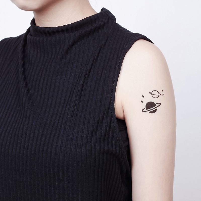 Surprise Tattoos / 宇宙星球 刺青 紋身貼紙 - 紋身貼紙 - 紙 黑色
