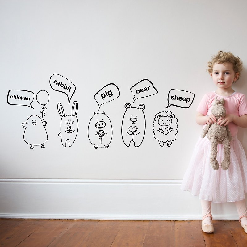 "Smart Design" creative non-marking wall stickers ◆ animal single word 8 colors available - ตกแต่งผนัง - กระดาษ สีดำ