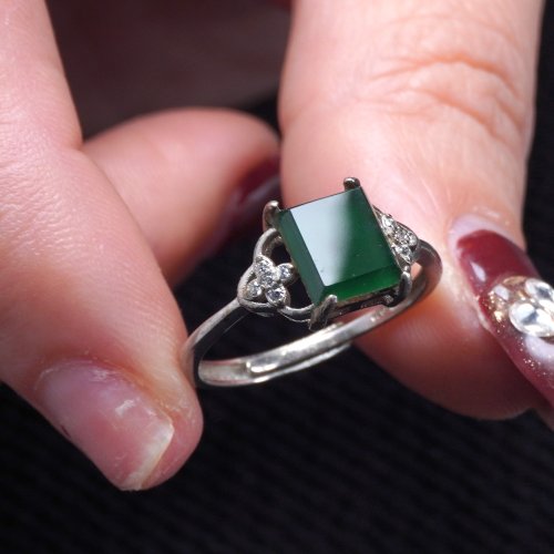 瓔珞珠寶盒 E.L.Jewelry Box 【願‧無事】冰種老坑綠翡翠無事牌戒指 925銀|天然A貨翡翠|送禮