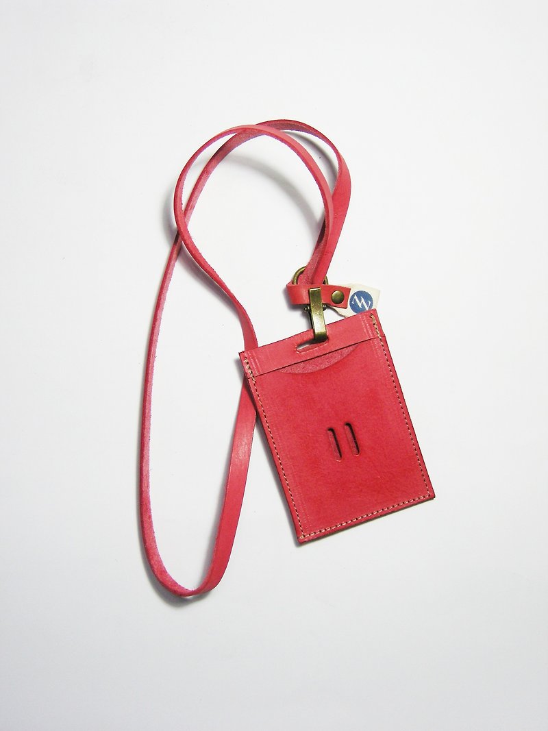 レザーレジャーカード、証明書、名刺カバー（赤い植物タン）__ Zuo zuo手作りの皮革製品 - パスケース - 革 レッド