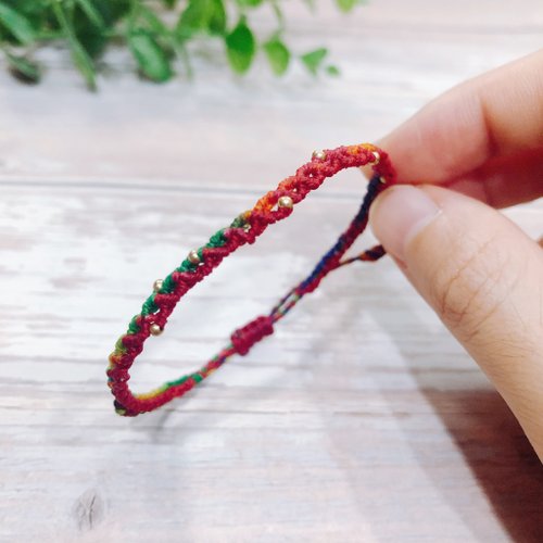 ::Golden Dot Superfine Prayer Weaving Hand Practice:: Adjustable / Drawstring / Bronze/ Wax Thread