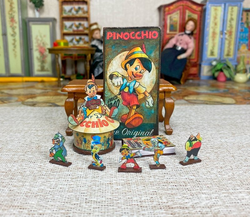 Tutorial. Miniature set of accessories in the style of Pinocchio. Dollhouse mini - 其他數位設計 - 其他材質 