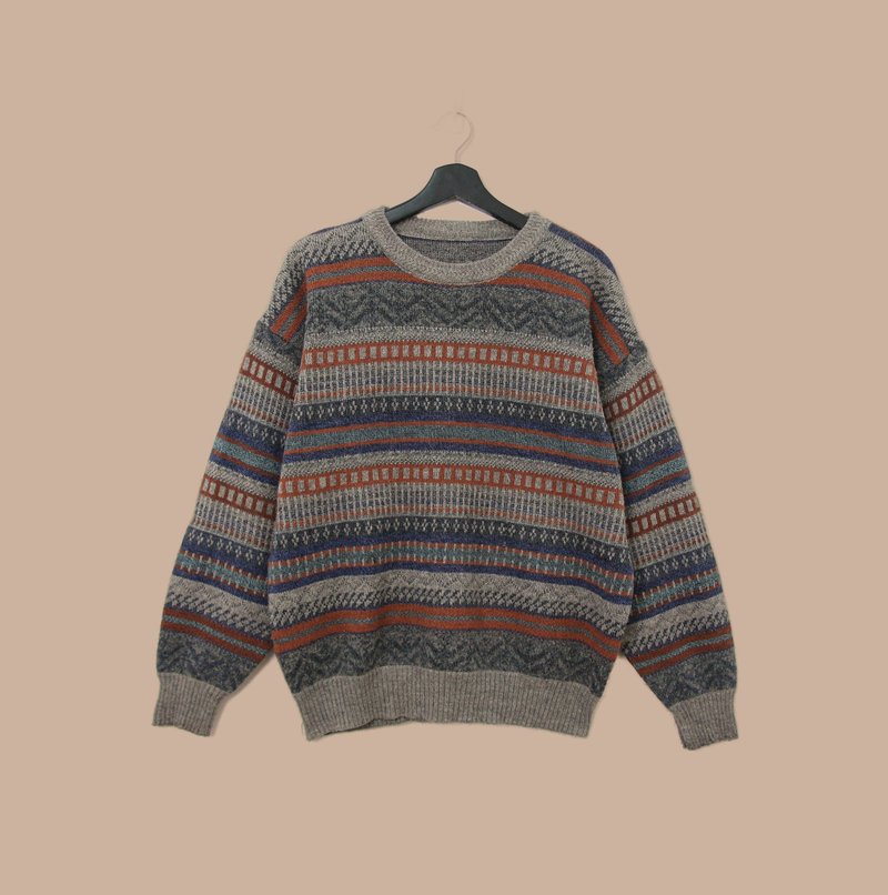 Back to Green-Vintage sweater college style calm totem vintage sweater - สเวตเตอร์ผู้ชาย - เส้นใยสังเคราะห์ 