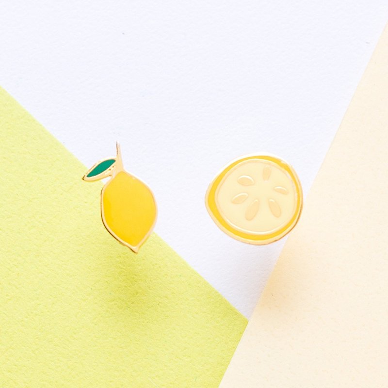 檸檬 | 雷夢 手作耳環 - 耳環/耳夾 - 琺瑯 黃色