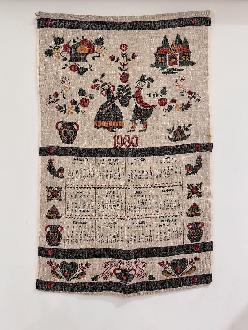 1980 美國早期年份布面茶巾 系列 - 門簾 - 棉．麻 多色