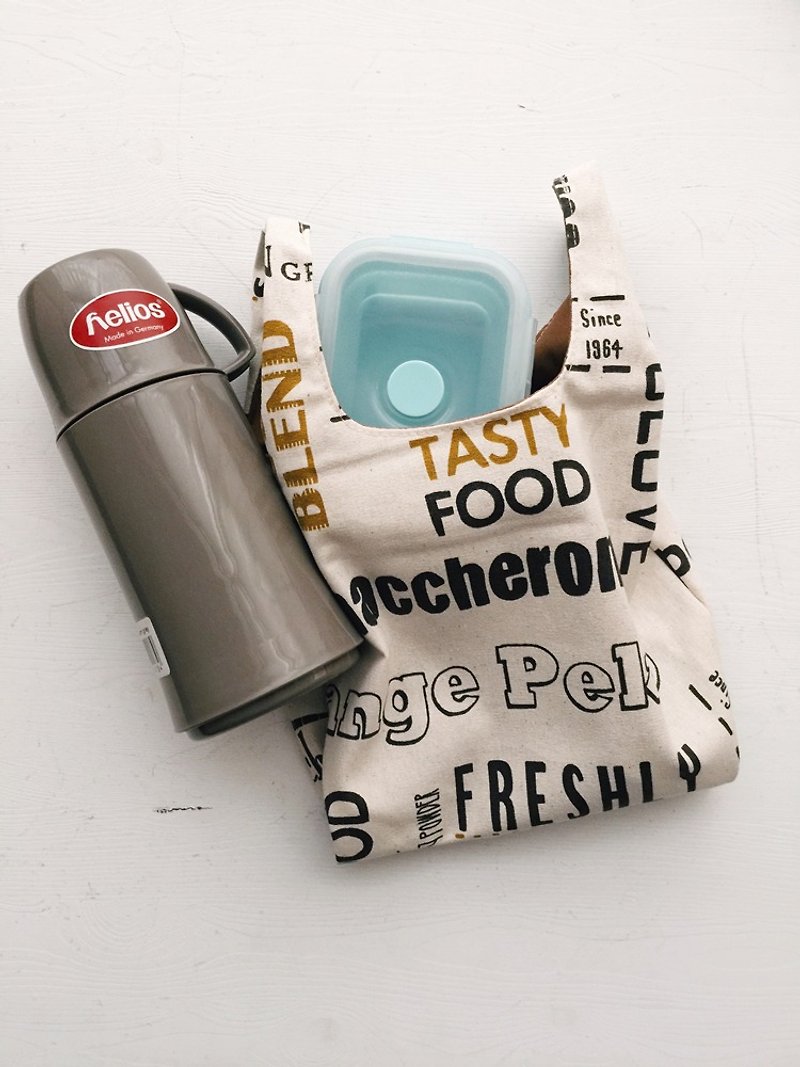 Hairmo English alphabet green breakfast bag / shopping bag (m) - กระเป๋าถือ - ผ้าฝ้าย/ผ้าลินิน สีกากี