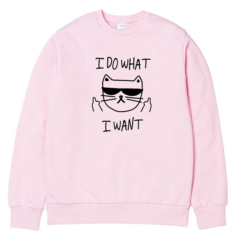I WANT CAT pink sweatshirt - เสื้อผู้หญิง - ผ้าฝ้าย/ผ้าลินิน สึชมพู
