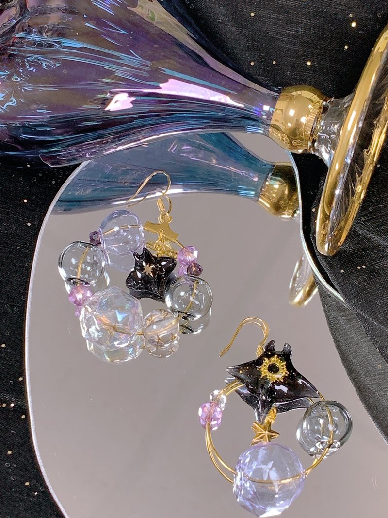 【Halloween Limited】Bubble Sea - Earrings & Clip-ons - Glass Purple