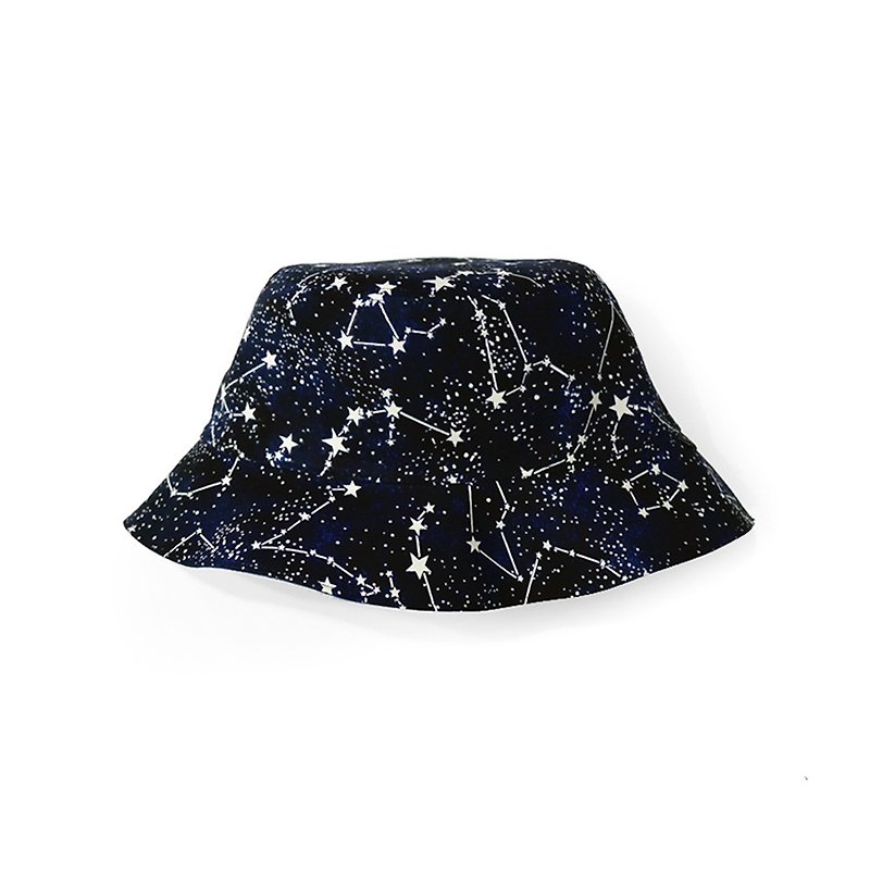 Luminous star double-sided fisherman hat - หมวก - ผ้าฝ้าย/ผ้าลินิน สีน้ำเงิน