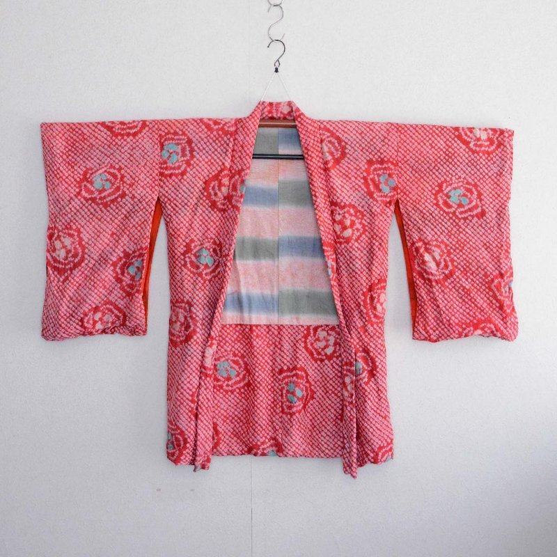 绞羽織和服夾克古董和服日本復古昭和 - 女大衣/外套 - 其他材質 紅色