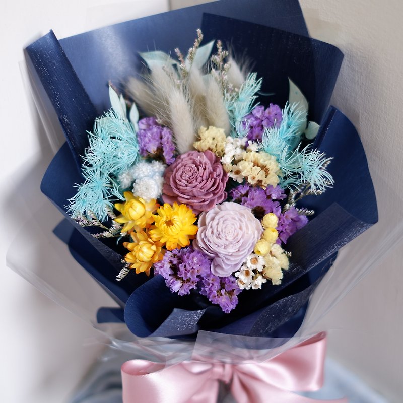 客製專屬訂單- 藍紫黃花束  For dear 家君 - 乾燥花/永生花 - 植物．花 藍色