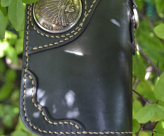 Handmade Leather Short Mens Chain Biker Wallet Cool Leather Wallet