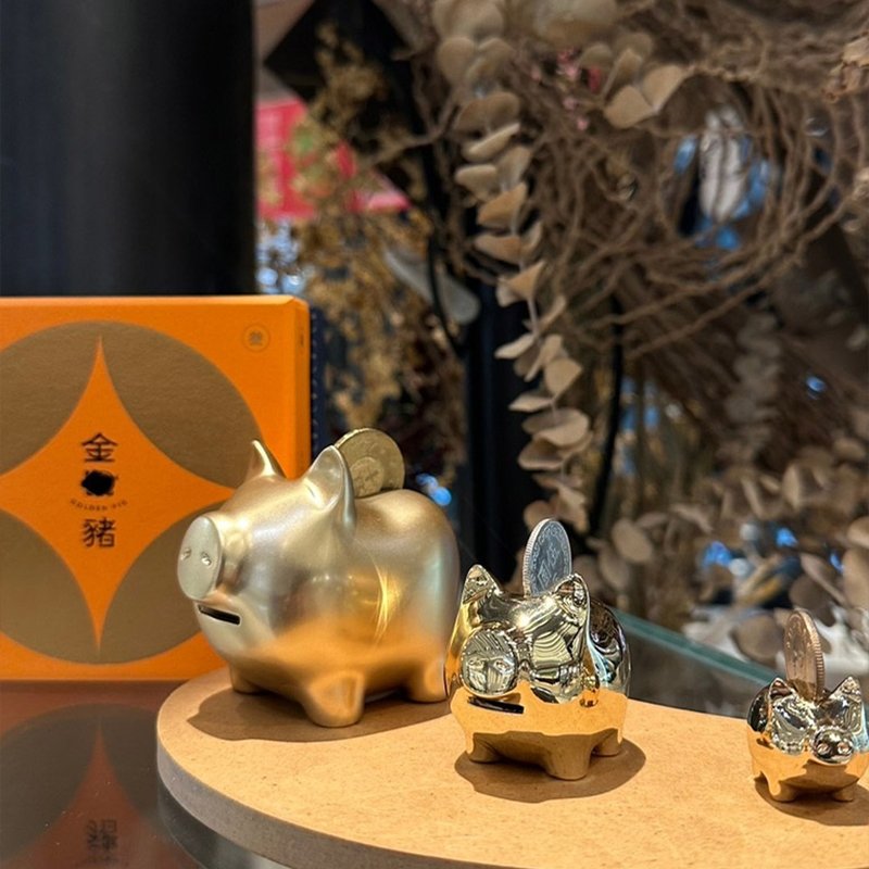 GOLDENPIG | 招財金豬 大豬小豬落御盤 22K金 - 擺飾/家飾品 - 貴金屬 