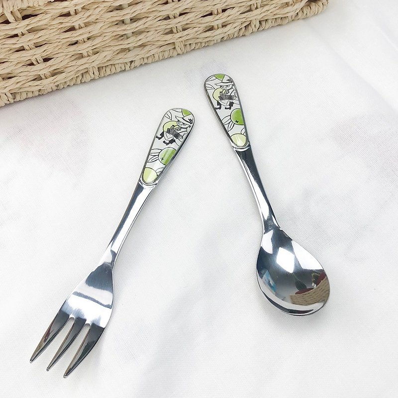Moomin glutinous rice authorized - citrus point series tableware - spoon / fork (Akin) - ช้อนส้อม - สแตนเลส สีเขียว