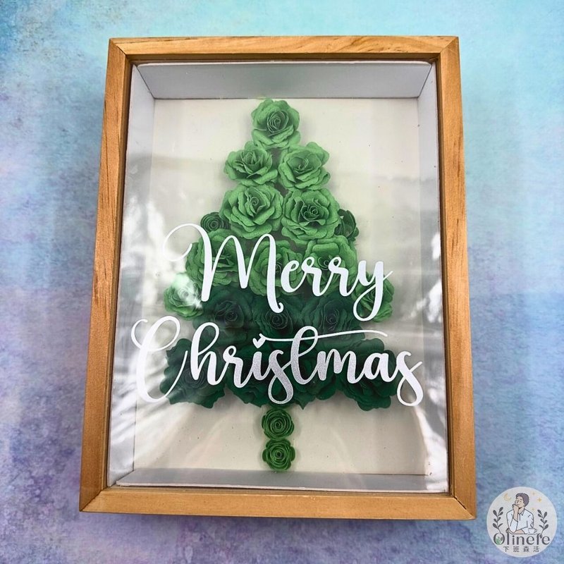 Paper Christmas tree frame painting - a Christmas decoration full of blessings that can be customized with English letters or patterns - ของวางตกแต่ง - ไม้ สีเขียว