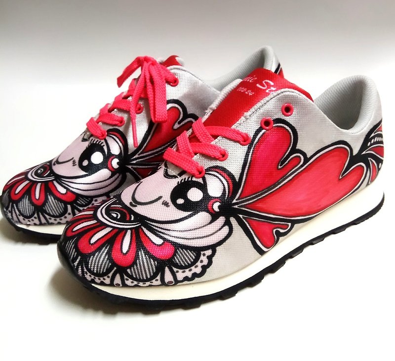 Hand-painted line drawing precision digital printing multi-functional walking shoes (red) ~ in stock - Women's Casual Shoes - Other Materials Red
