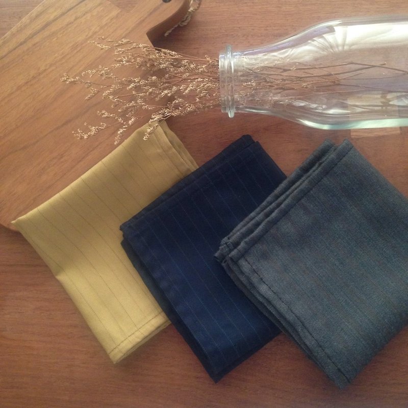 Pocket Square Set 3 - Stripe - Other - Cotton & Hemp Transparent