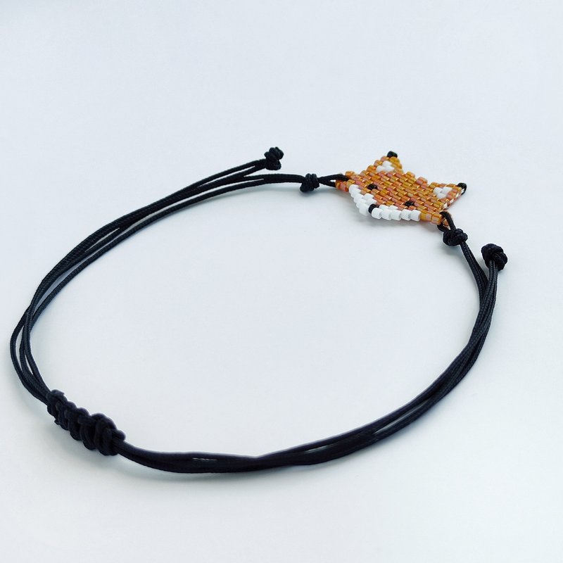 Beaded anklet, Handmade anklet, Wax anklet, Bracelet, Fox anklet, Animal anklet - 手鍊/手環 - 蠟 橘色