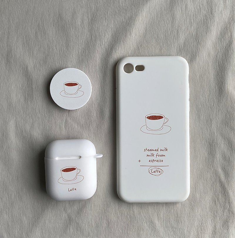 Customized coffee composition group Airbag holder/phone case/airpods - เคส/ซองมือถือ - พลาสติก ขาว