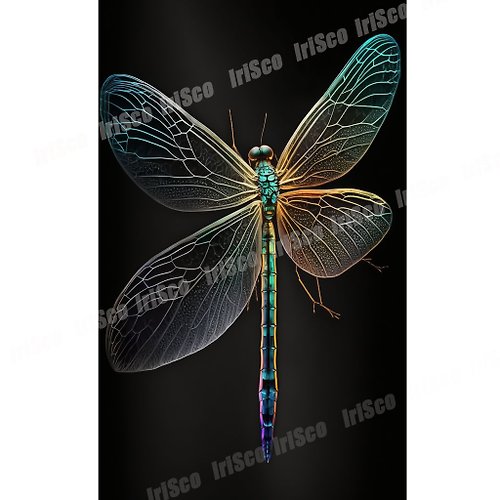 IriSco Painting immortality, rebirth, tranquility, wall art, poster, dragonfly, neon