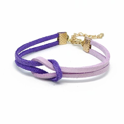 Anne Handmade Bracelets 安妮手作飾品 簡約 個性 平結 手牽手 手環 手工製作 淡金色系列-紫