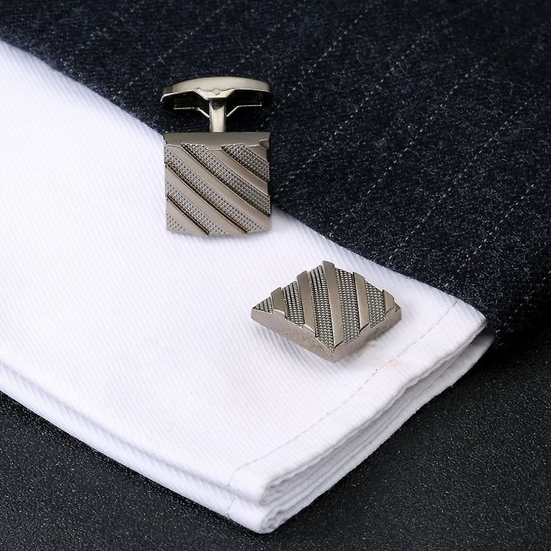 Kings Collection Square Black Twill Men Cufflinks KC10031a Black - Cuff Links - Other Metals Black