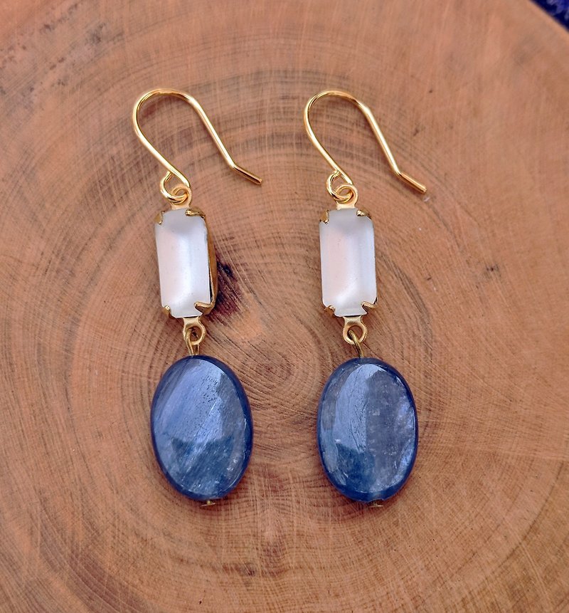 透明玻璃藍晶石耳環 - 耳環/耳夾 - 寶石 