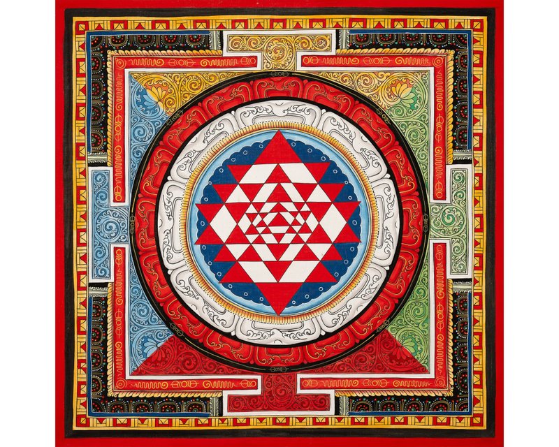 三摩耶曼陀羅唐卡 — 豐盛與清明的神聖幾何 - 壁貼/牆壁裝飾 - 其他材質 多色