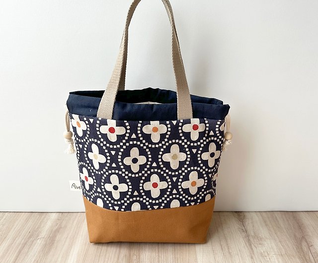 River] Drawstring Tote Bag (Wide)/Japanese Fabric/Petals/Blue - Shop  riverbag Handbags & Totes - Pinkoi
